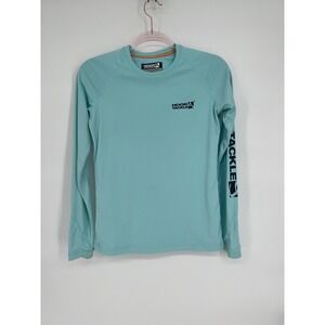 Hook & Tackle Long Sleeve Performance Fishing Shirt Sz S Blue SPF Sun Protection